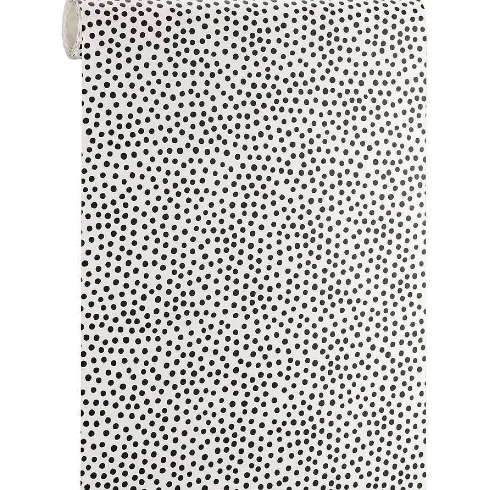 Flash Sale Behang Polka Zwart Wit Vliesbehang