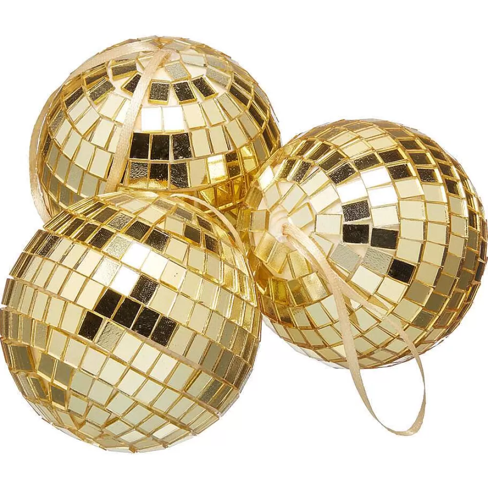 Fashion Hanger Discobal Goud - 3 Stuks Kerstballen & Kerstornamenten