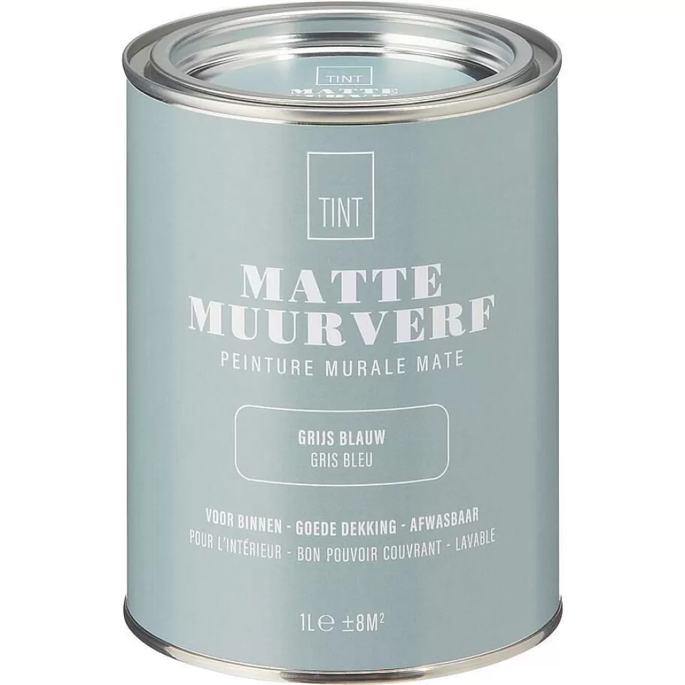 Cheap Muurverf Mat Grijs Blauw - 1 L Muurverf