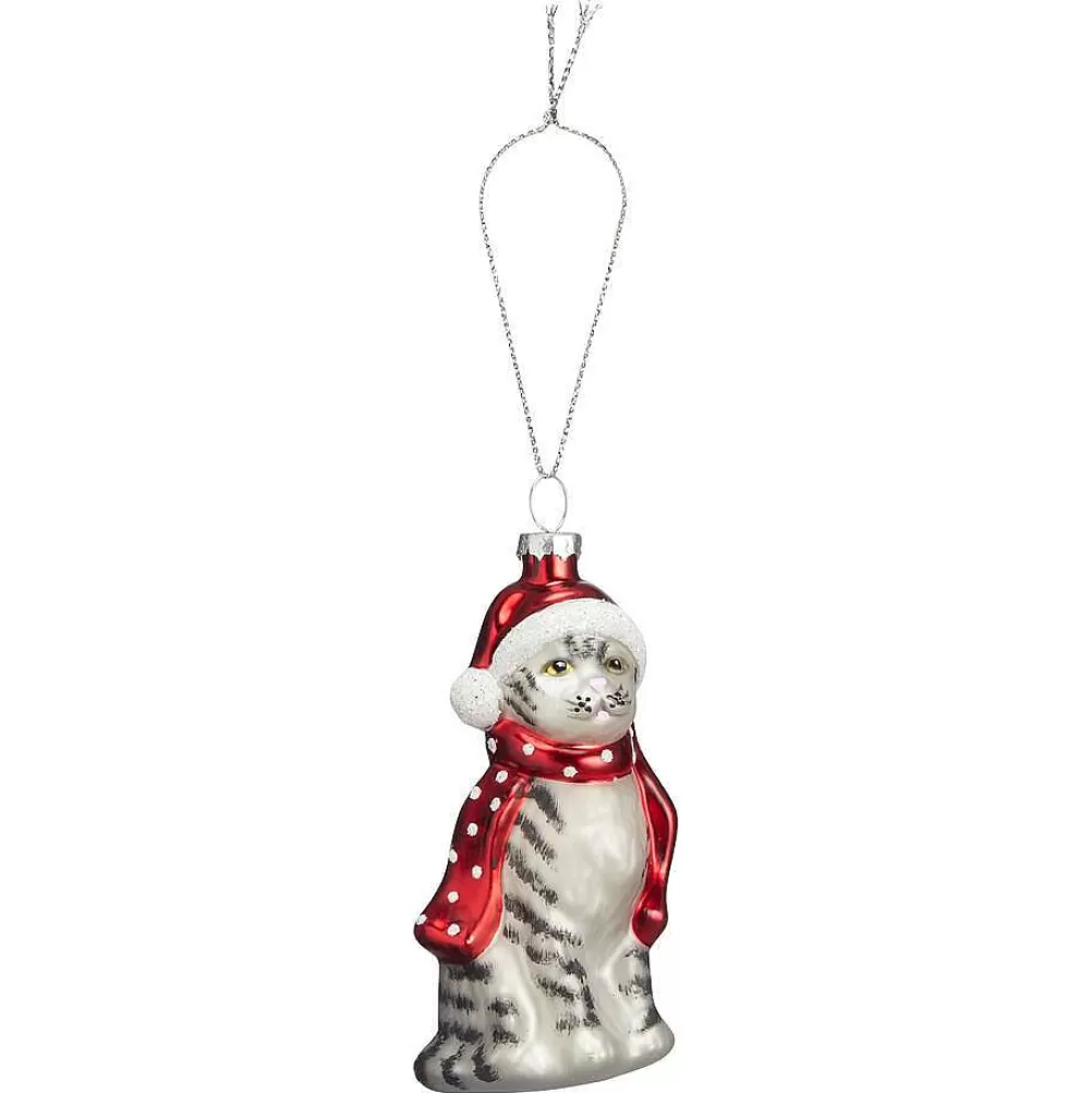 Clearance Ornament Poes Grijs Kerstballen & Kerstornamenten